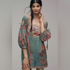 Farm Rio x Anthropologie Puff-Sleeve Square-Neck Romper
Size Medium NEW